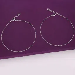 kai jewel Women Sterling Silver Beaded Link Chain Anklet image 1