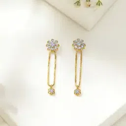 p n gadgil jewellers Women Yellow Gold Diamond-Studded Drop Earrings-picture-32