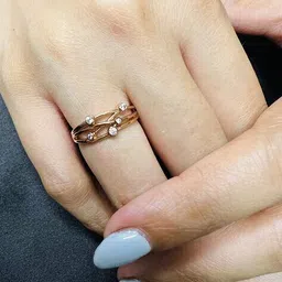 arte Women Silver Rose Gold-Plated Stone-Studded Ring image 1