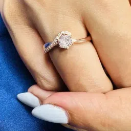 arte Women Sterling Silver Rose Gold-Plated Solitaire Ring image 1