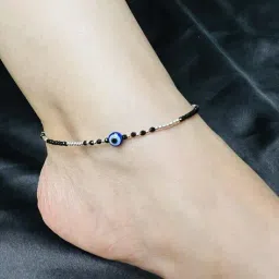 arte Women Sterling Silver Evil Eye Anklet image 1