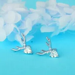 giva Women Silver Deer Heart Stud Earrings-picture-50