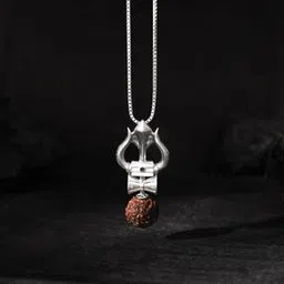 giva Men Silver Trishul Rudraksha Pendant-picture-24