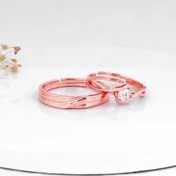 Sterling Silver Rose Gold-Plated Couple Rings-image-25