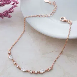 mannash Women Sterling Silver Rose Gold-Plated Link Bracelet image 1
