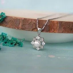 mannash Women Sterling Silver Chain with Pearl-Studded Pendant-picture-50