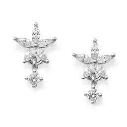 mannash Women Sterling Silver American Diamond-Studded Stud Earrings image 1