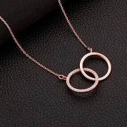 Women Sterling Silver Rose Gold-Plated Pendant with Chain-image-41