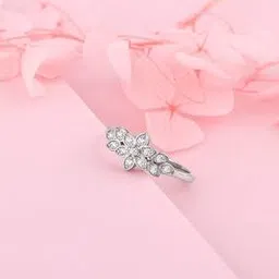 giva Women Silver-Plated Floral Orchid Ring-picture-36
