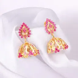 giva Women Sterling Silver Gold-Plated Stone-Studded Jhumka Earrings-picture-16