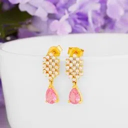 giva Women Sterling Silver Stone-Studded Drop Earrings-picture-24