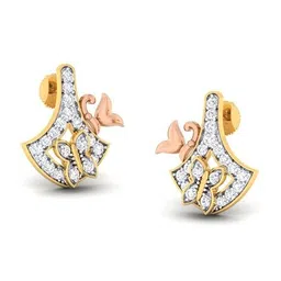avsar Women Yellow Gold Diamond-Studded Nagpur Drop Earrings image 1