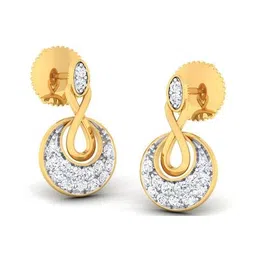 avsar Women Yellow Gold Diamond-Studded Pooja Drop Earrings image 1
