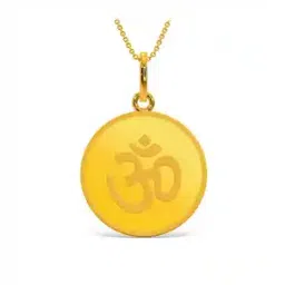 kalyan jewellers Women Yellow Gold Ohm Coin Pendant-picture-33
