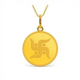 kalyan jewellers Women Yellow Gold Swastik Coin Pendant-picture-32