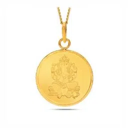 kalyan jewellers Women Yellow Gold Lord Ganesh Coin Pendant-picture-42