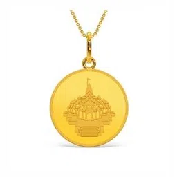 kalyan jewellers Women Yellow Gold Ayodhya Coin Pendant-picture-53