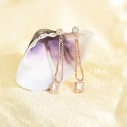 touch925 Women Sterling Silver Rose-Gold Plated Stone-Studded Drop Earrings-picture-15