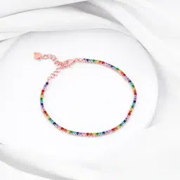 giva Women Sterling Silver Rose Gold-Plated Celebratory Tennis Bracelet image 1