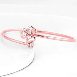 giva Women Sterling Silver Rose Gold-Plated Leaf Clover Bracelet image 1