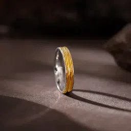 Men Sterling Silver Gold-Plated Band Ring-image-79