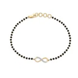 p n gadgil jewellers Women Yellow Gold Everlasting Unity Diamond-Studded Mangalsutra Bracelet-picture-29