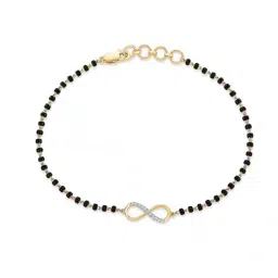 p n gadgil jewellers Women Yellow Gold Everlasting Unity Diamond-Studded Mangalsutra Bracelet image 1