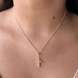 fian Women Sterling Silver Gold-Plated Cross Pendant with Chain-picture-44