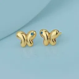 vanbelle Women Sterling Silver Gold -Plated CZ Butterfly Stud Earrings-picture-13