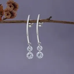 vanbelle Women Sterling Silver Rhodium-Plated with CZ Drop Earrings-picture-45