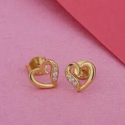 vanbelle Women Sterling Silver Gold-Plated Heart Stud Earrings-picture-18