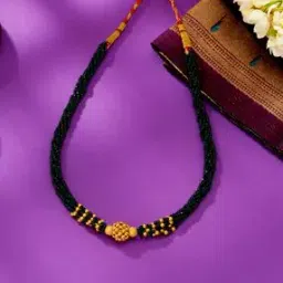 p n gadgil jewellers Women Yellow Gold Cultural Thushi Chocker Necklace-picture-38