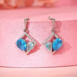 giva Women Sterling Sliver Heart Drop Earrings-picture-15