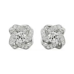 emori Women White Gold Twirl Sparkle Diamond Stud Earrings-picture-11