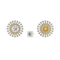 emori Women Yellow Gold Sunflower Detachable Diamond Stud Earrings-picture-16