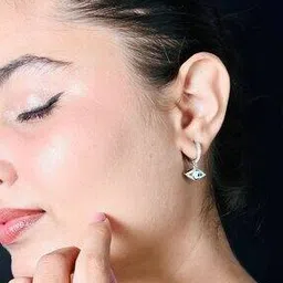 inari shines Women Sterling Silver Evil Eye Hoop Earrings-picture-33