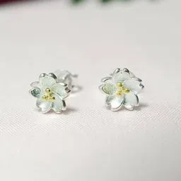 inari shines Women Sterling Silver Floral Stud Earrings-picture-47