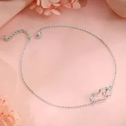 giva Girls Sterling Silver Heart Interlocked Anklets-picture-26