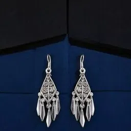 rihi Women Sterling Silver Diamond Shaped Drop Earrings-picture-43