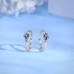 giva Women Sterling Silver Floral Adjustable Toe Rings-picture-34