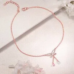 giva Women Sterling Silver Rose Gold-Plated Butterfly Dance Anklets-picture-30