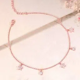 Girls Sterling Silver Rose Gold-Plated Star Anklets-image-32