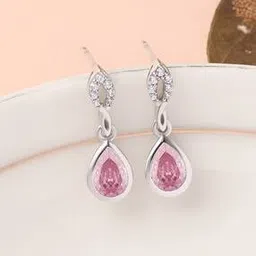 ornate jewels Women Sterling Silver American Diamond Dazzling Drop Earrings-picture-27