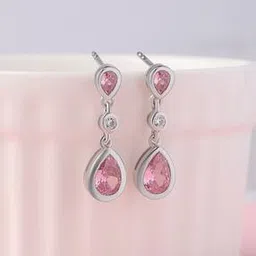 ornate jewels Women Sterling Silver American Diamond Drop Earrings-picture-25