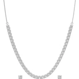 anayra Women Sterling Silver Solitaire Necklace with Earrings image 1