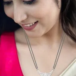 anayra Women Sterling Silver Stone-Studded Mangalsutra & Earrings Set-picture-15