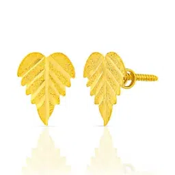 WHP JEWELLERS Leafy Elegance Yellow Gold Earrings for Women 22KT-picture-40