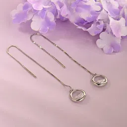 rachiva Women Sterling Silver Sleek Dangler Earrings image 1