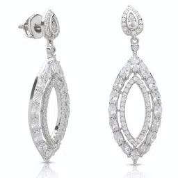 anayra Women Sterling Silver Stone-Studded Drop Earrings image 1