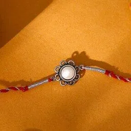 giva Men Sterling Silver Pearl Flower Rakhi-picture-29